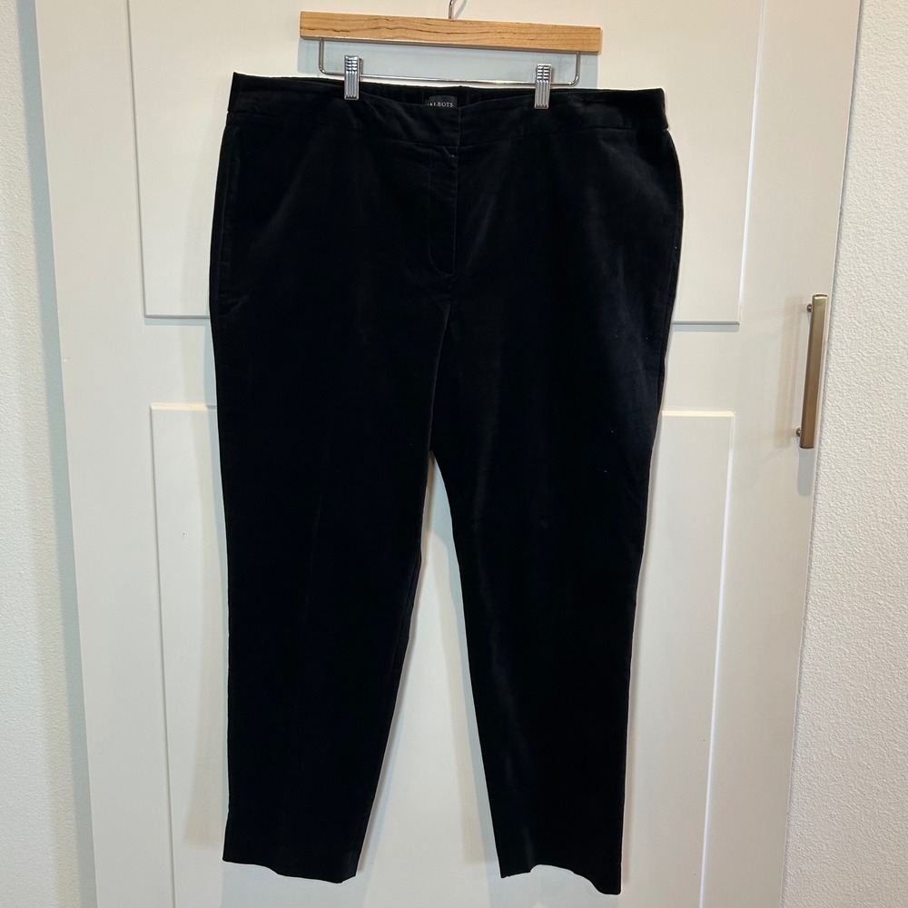 Talbots Womens 18W Slim Ankle Pant‎ Black Velvet Corduroy Stretch Plus Size